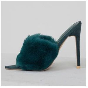 Green Fur Shoes NEVER WORN